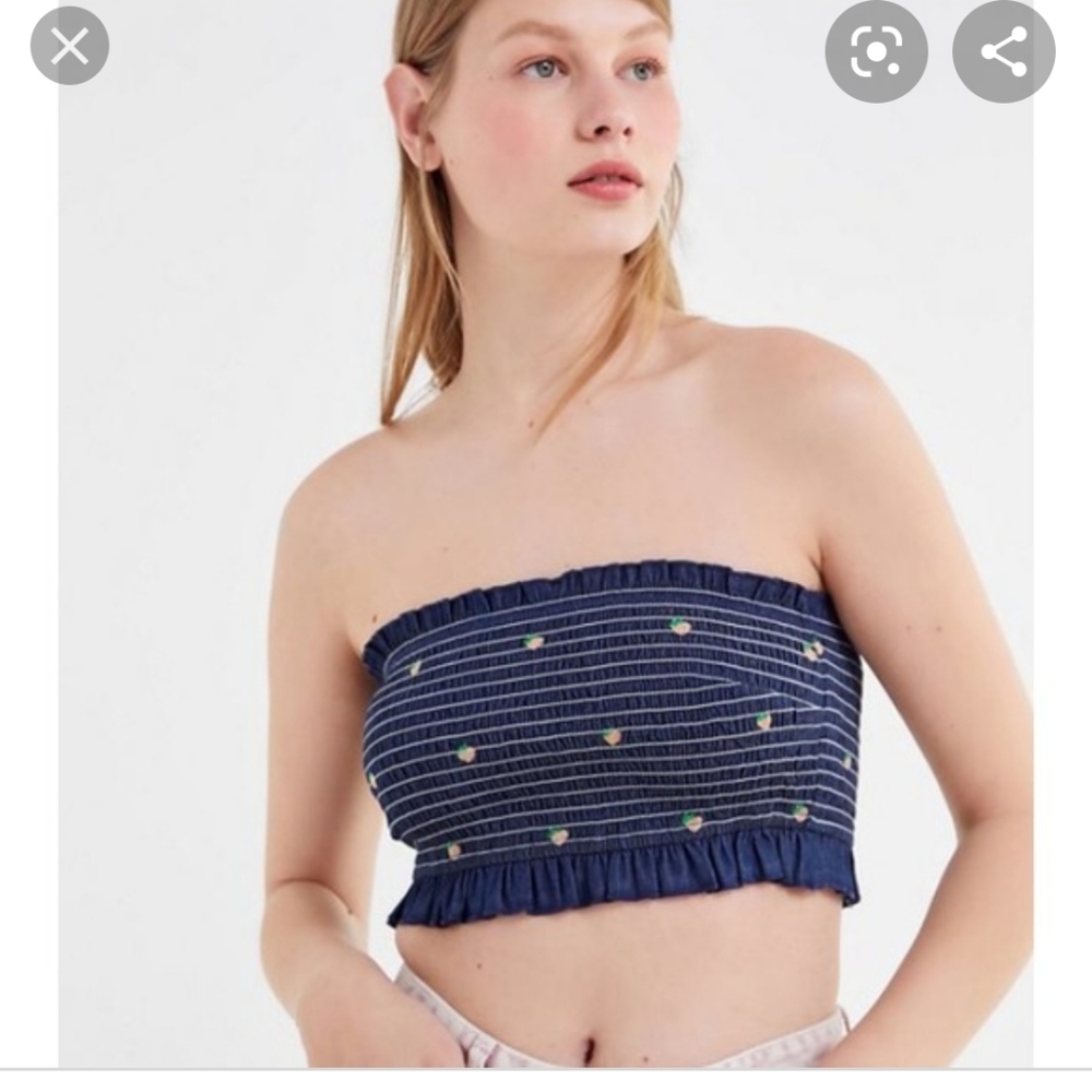 Urban outfitters denim ruched bandeau top